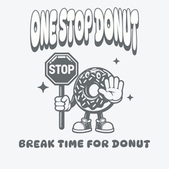 mascot donut wear crown king and text design graphic vector illustration