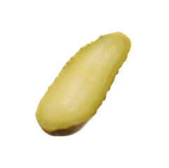 Slice of pickled cucumber isolated on white