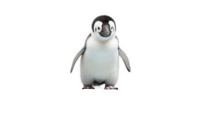 Fun on Ice Playful Penguin Waddles on white background
