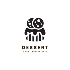 Dessert cake logo, with minimalist style. Sweet cake silhouette vector. Suitable for dessert, sweet cake or snack logos.