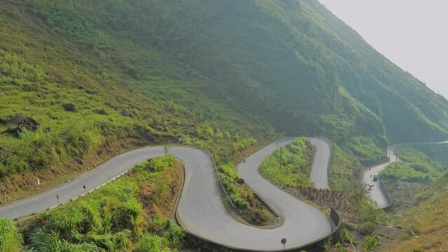 Ha Giang spectacular landscape in Vietnam. Ha Giang Loop tour route scenery in North Vietnam 