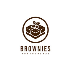 Brownies logo, with minimalist style. Sweet cake silhouette vector. Suitable for dessert, sweet cake or snack logos.