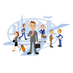 実業家の男性が仕事で多忙なイメージイラスト