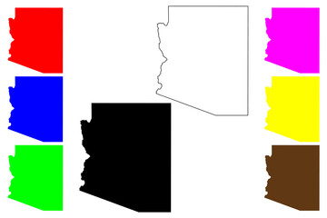State of Arizona (United States of America, USA or U.S.A.) silhouette and outline map