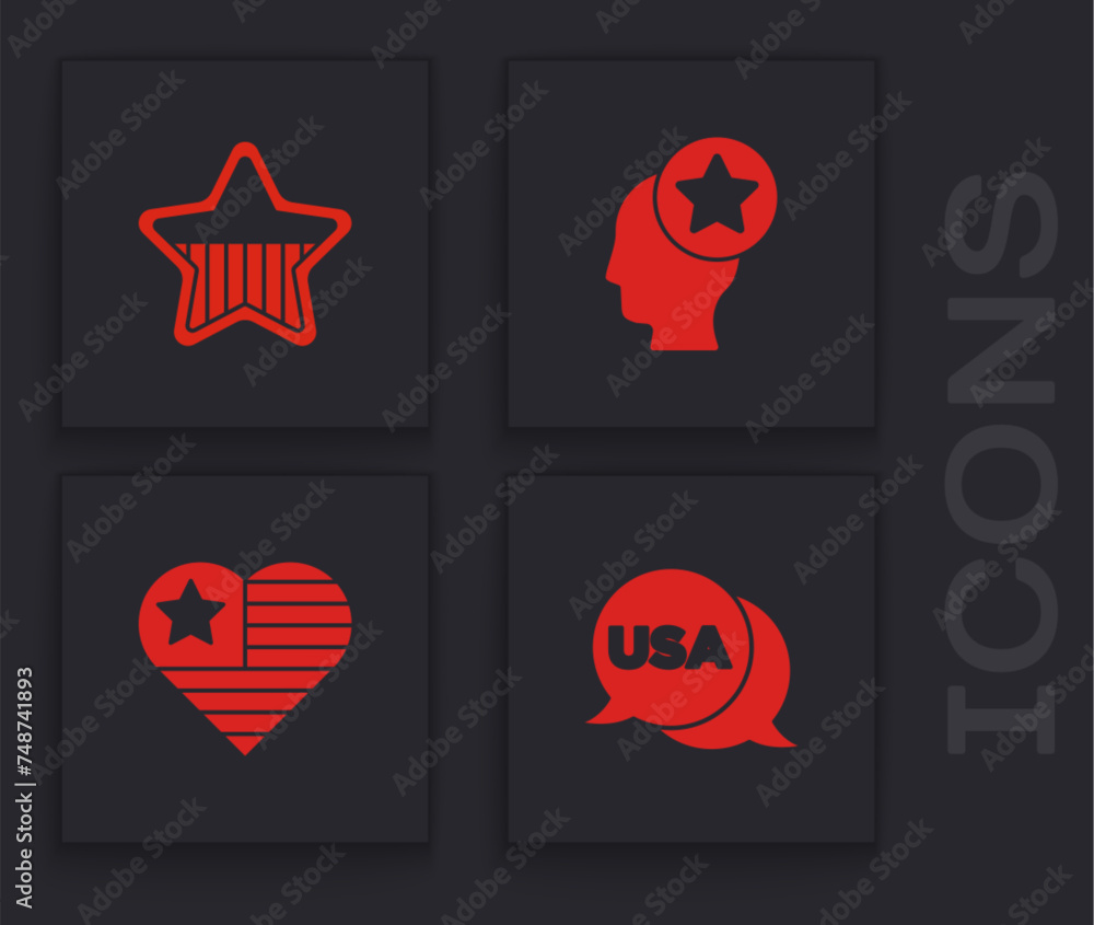 Wall mural set usa independence day, , head and icon. vector