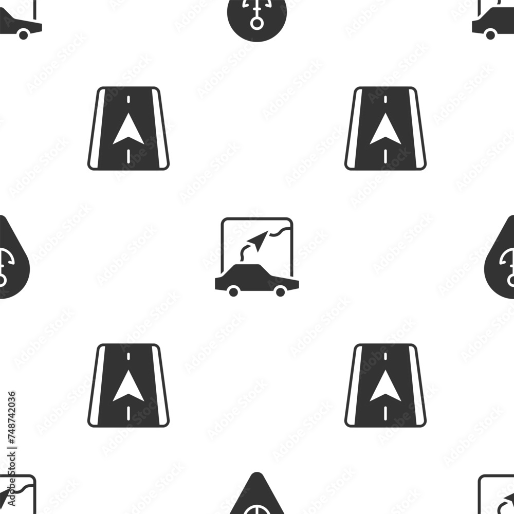 Poster set location with anchor, city map navigation and on seamless pattern. vector
