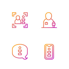 Set line Information, Television report and Journalist news. Gradient color icons. Vector