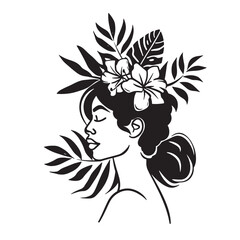 Black and white floral women vector illustration
