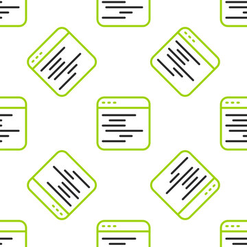 Line Software, web developer programming code icon isolated seamless pattern on white background. Javascript computer script random parts of program code. Vector
