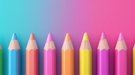 multicolored pencils on a colored background