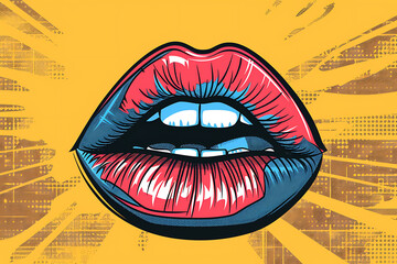 lips in pop art style - obrazy, fototapety, plakaty