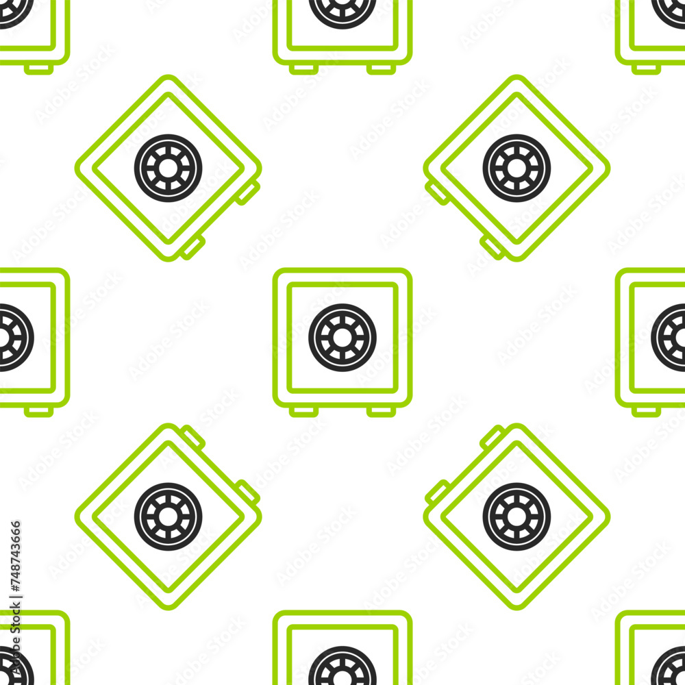 Poster line safe icon isolated seamless pattern on white background. the door safe a bank vault with a comb