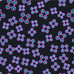 Line BFF or best friends forever icon isolated seamless pattern on black background. Vector