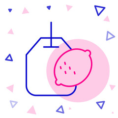 Line Tea bag with lemon icon isolated on white background. Colorful outline concept. Vector