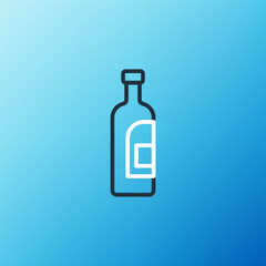 Line Bottle of wine icon isolated on blue background. Colorful outline concept. Vector