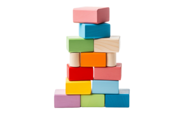 Classic Wooden Building Blocks with Letters on transparent background