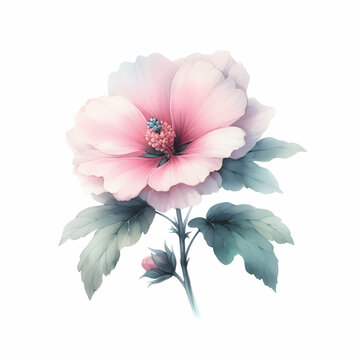 A watercolour painting of a pastel pink flower, flower, pink, nature, plant, bouquet, illustration, Ai generated