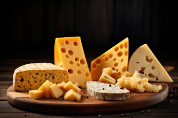 Served cheese specially for wine tasting and luxury dinner. Generative Ai.