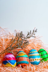 Colorful hand-painted easter eggs