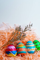 Colorful hand-painted easter eggs