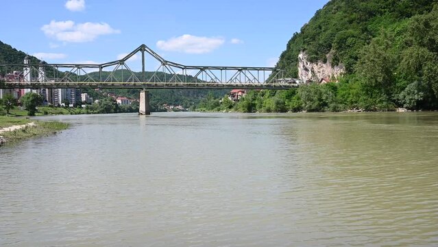 Bridge over the river Drina, Zvornik, Bosnia and Herzegovina. 