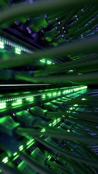 Modern Internet Network Switch With Plugged Ethernet Cables