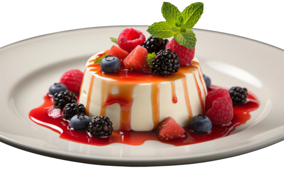 Irresistible Display of Vibrant Panna Cotta on transparent background