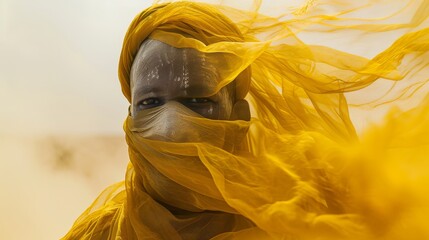Beautiful african woman in yellow cloth. Portrait of a beautiful african woman - obrazy, fototapety, plakaty