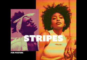 Halftone Stripes Poster Photo Effect Mockup