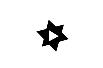 play icon, visual resource, star, white and black