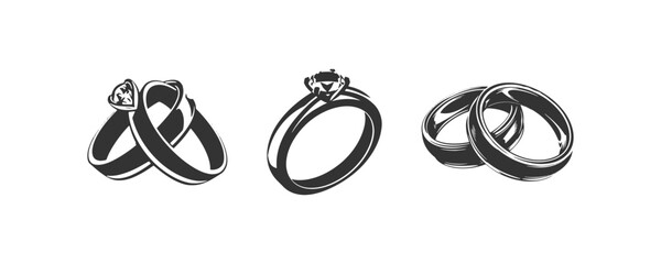 Wedding  engagement rings icon set. Vector illustration design. - obrazy, fototapety, plakaty
