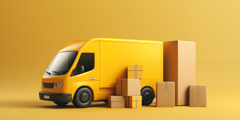 Package delivery, courier is loading the van with parcels.