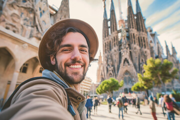man traveling in Barcelona