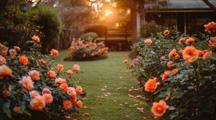 Sunset Serenade in Rose Garden