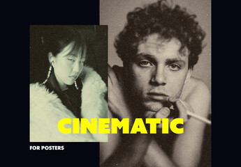 Monochrome Cinematic Poster Photo Effect Mockup