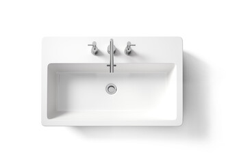 Bathroom interior with top view of sink and faucet. bathroom sink on white background - obrazy, fototapety, plakaty