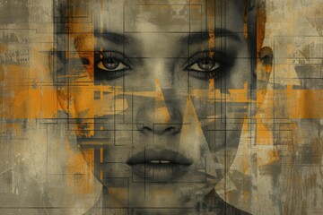 Abstract portrait of a woman with a fragmented and textured overlay, conveying a concept of complexity and depth.