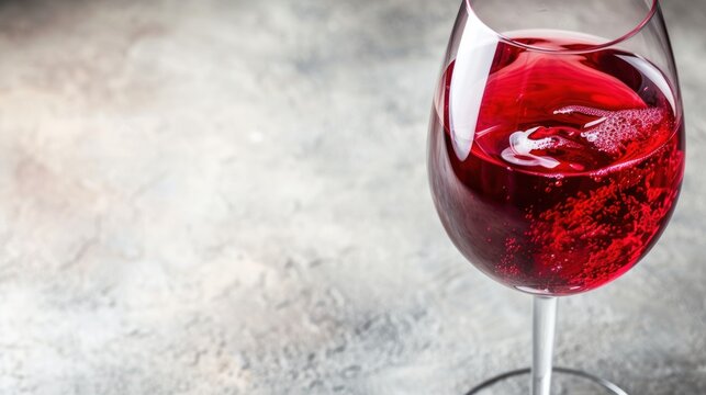 a glass of red wine sitting on top of a table next to a wine glass with a liquid inside of it.