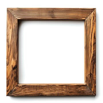 Empty rustic wooden picture frame isolated on a white background with copy space.
