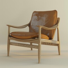 Vintage Oak Chair with Worn Leather Seat