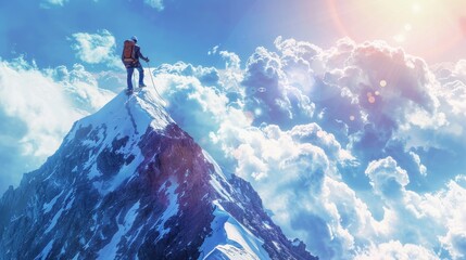 A mountain climber ascending a peak named "Regulatory Compliance."
