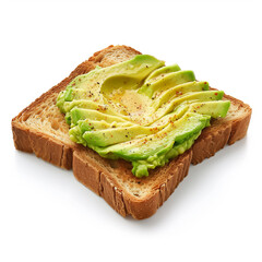 AI image of Avocado toast on white background