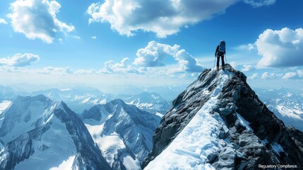 A mountain climber ascending a peak named 