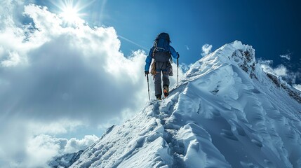 A mountain climber ascending a peak named "Regulatory Compliance."