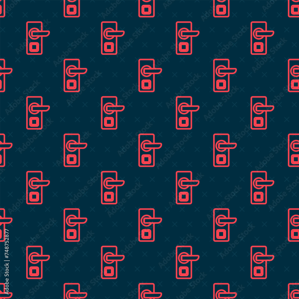 Aufkleber red line digital door lock with wireless technology for unlock icon isolated seamless pattern on bla