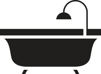 Bathtub icon, design element, editable stroke and solid glyph, flat, stylist, design template