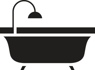 Bathtub icon, design element, editable stroke and solid glyph, flat, stylist, design template