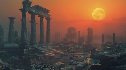 Ancient ruins at dawn