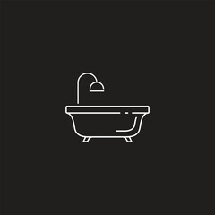 Bathtub icon, design element, editable stroke and solid glyph, flat, stylist, design template