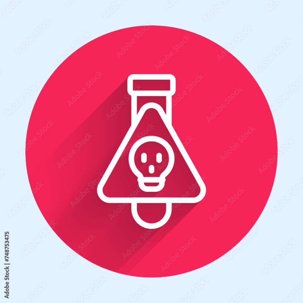 Aufkleber white line bottle with potion icon isolated with long shadow background. flask with magic potion. ha